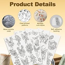 DOODLREAM 36Pcs Butterfly 4 Sheets Water Soluble