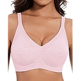MOEOZLLO Womens Seamless Bras No Underwire Push Up V Neck Wireless Bralettes with Soft Support Full Coverage Floral Bra