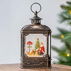 Christmas Snow Globe Lantern Water Glittering Santa