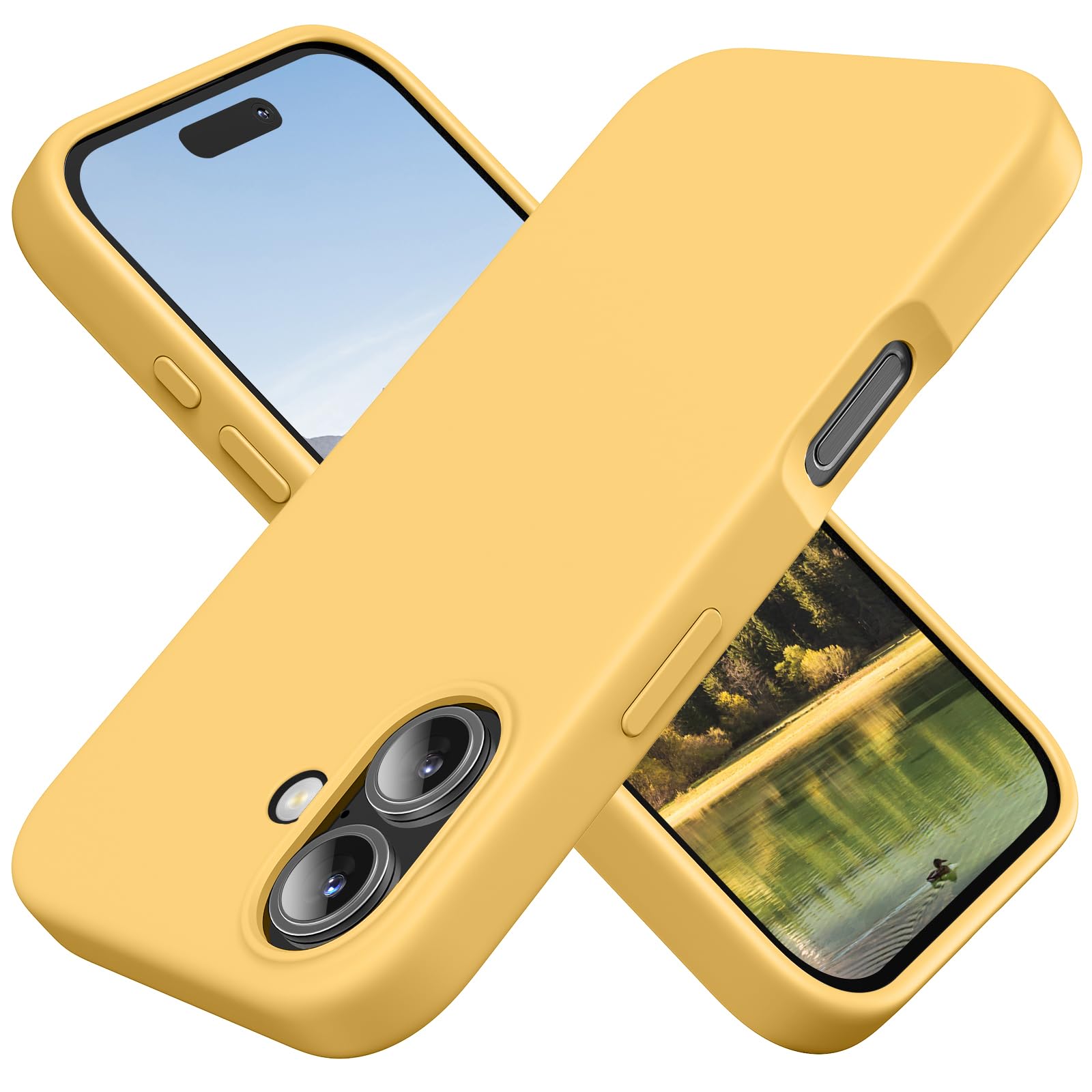 TAXXOE Silicone Case Compatible with iPhone 16 Case Soft Ultra Slim Protective Shockproof Liquid Silicone Phone Case,Anti-Scratch Microfiber Lining, 6.1" Yellow