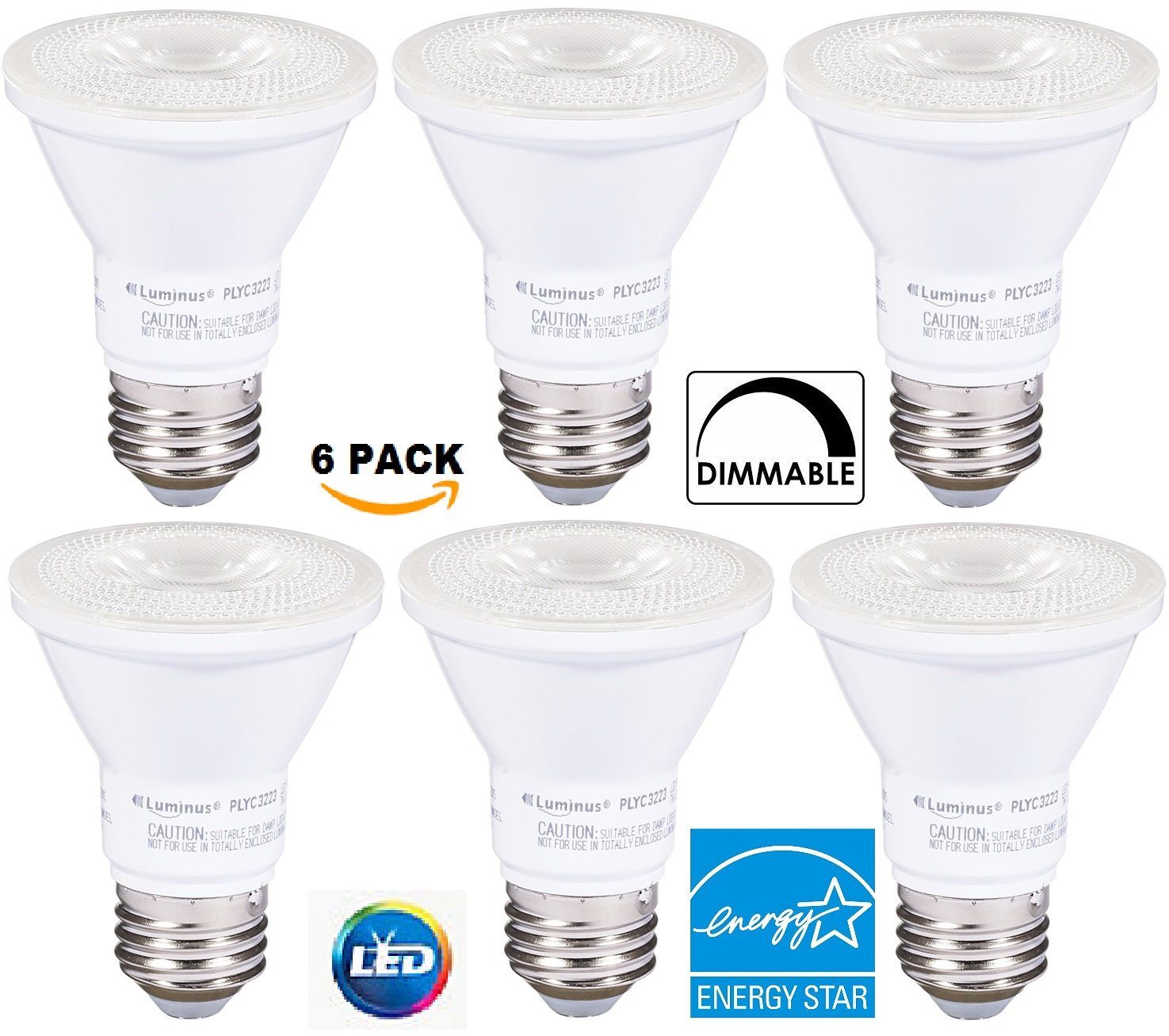 PAR20 (6 Pack) Luminus® Elite 7W = 50W LED DIMMABLE PAR20 BULB BRIGHT