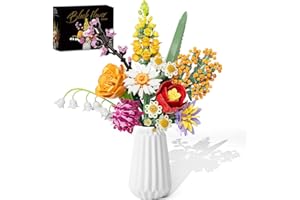 WIDELAND Flowers Bouquet Building Set, 1070PCS Artificial Plant Flower Kit Toy for Adults Kids Women Her, Wildflower Botanical Collection, Home Decor Gift for Birthday, Christmas (No Vase)