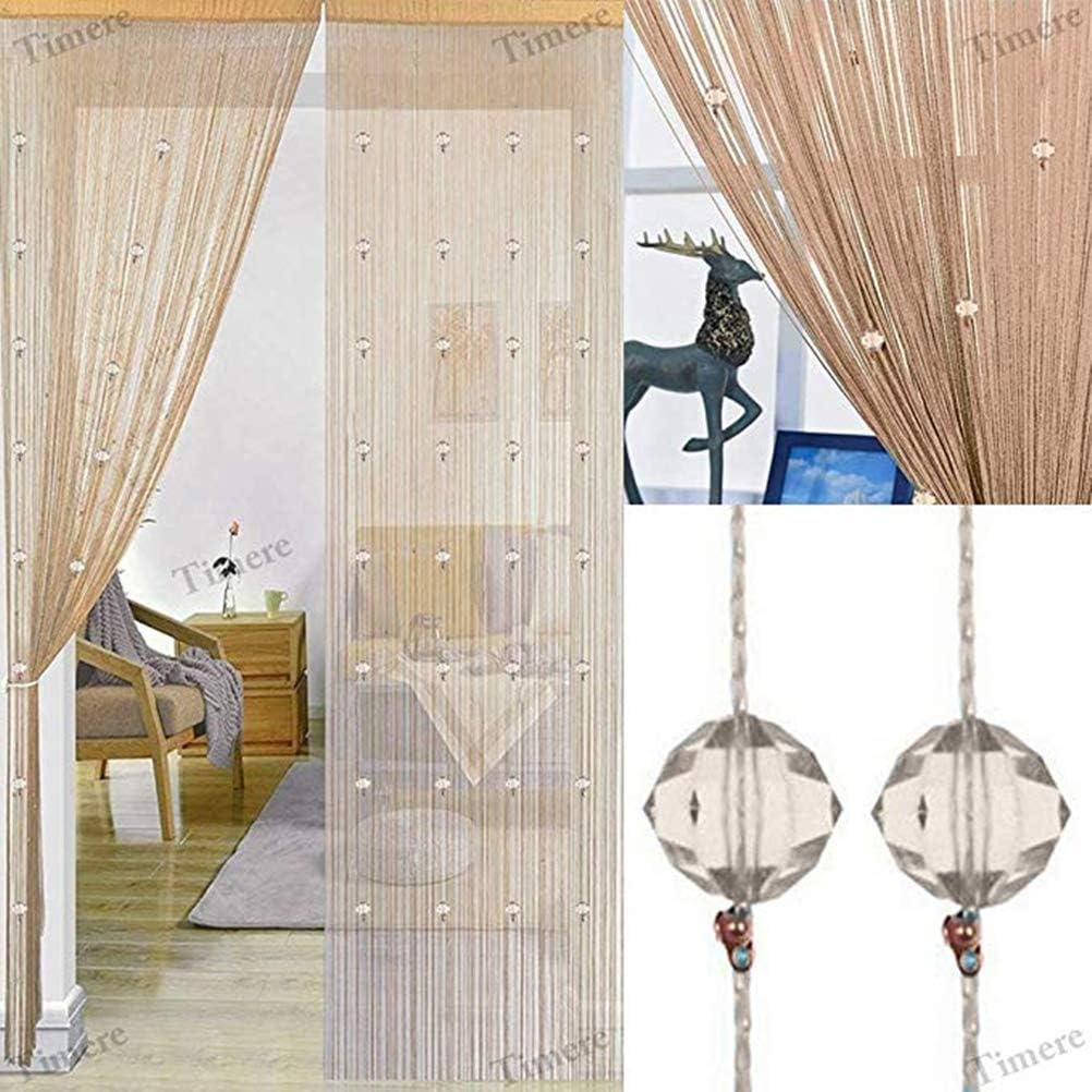 HY Crystal Beaded Curtain Tassel Curtain - Partition Door Curtain Beaded String Curtain Door Screen Panel Home Decor Divider Crystal Tassel Screen 90x200cm (Champagn)