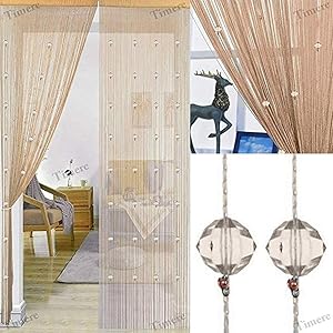 HY Crystal Beaded Curtain Tassel Curtain - Partition Door Curtain Beaded String Curtain Door Screen Panel Home Decor Divider Crystal Tassel Screen 90x200cm (Champagn)
