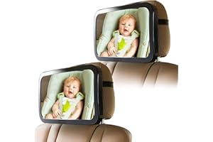 Enovoe Mirror for Baby Car Seat Rear Facing - 2 Pack - Wide Convex Back Seat is Shatterproof and Adjustable - 360 Swivel Backseat Carseat Helps Keep an Eye on Your Infant