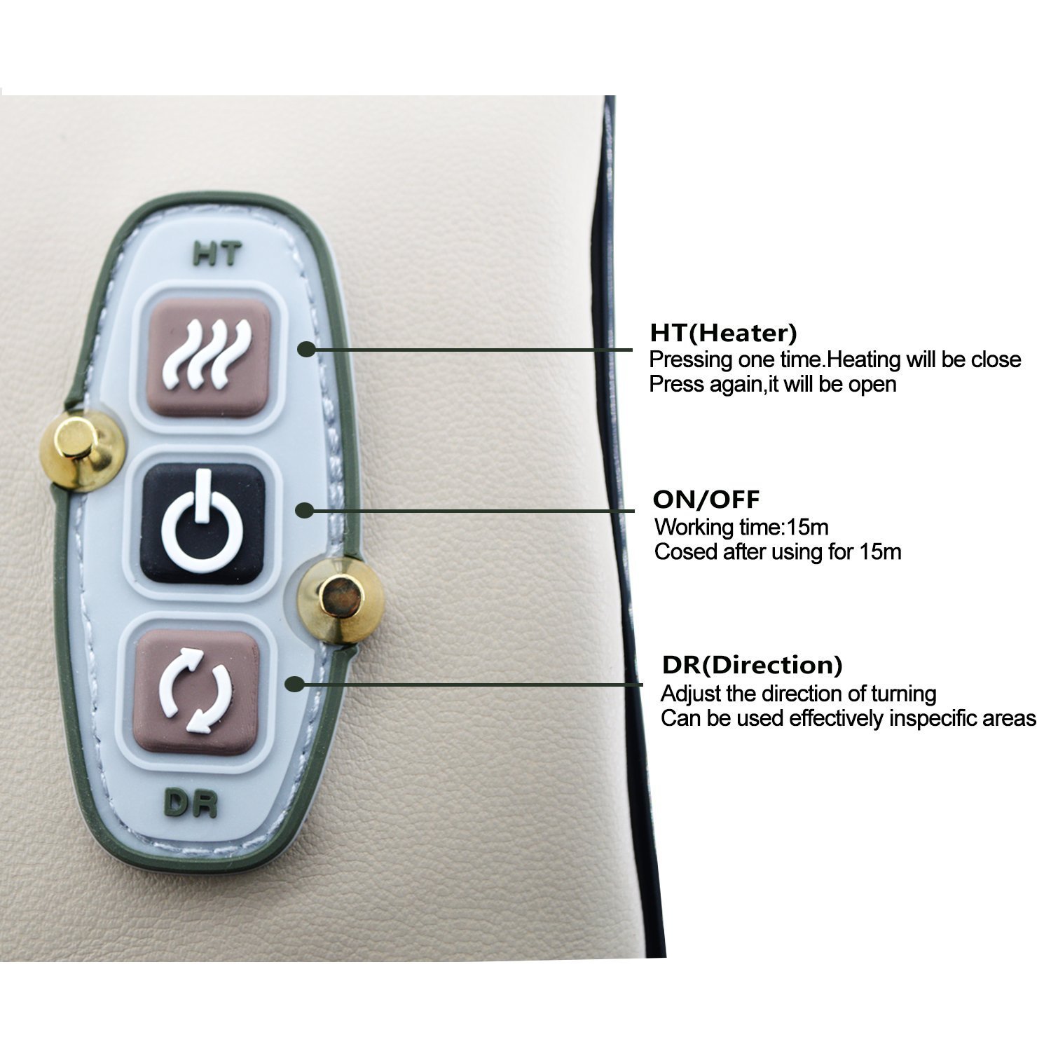 Shiatsu Neck Back Shoulder Massager with Heat,Deep Kneading Heating Massager Rollers,Car & Home Double Use[Auto Turn Off/Bi-Direction Control](Beige)