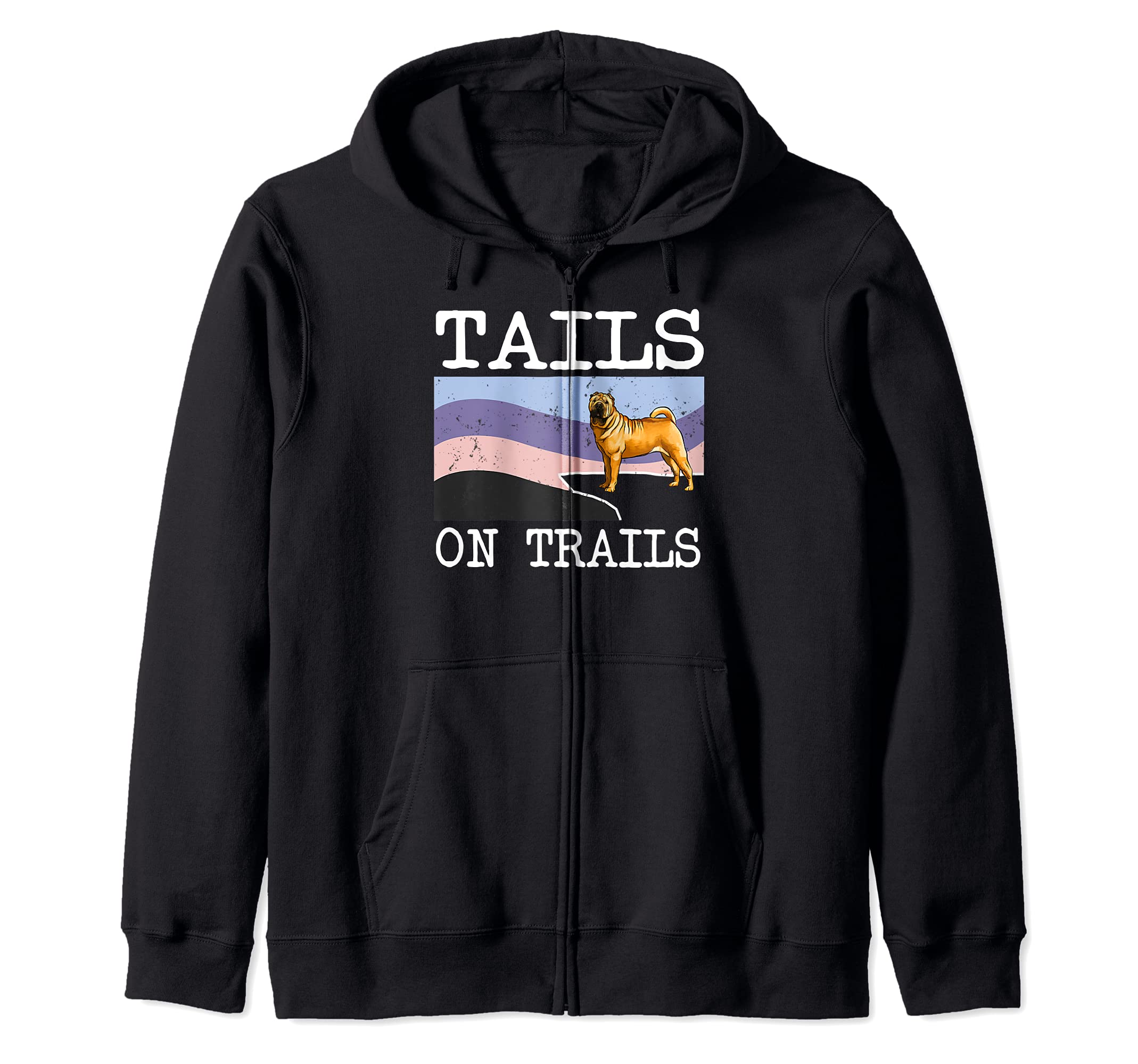 Chinese Shar-Pei Tails On Trails Funny Dog Hiking Zip Hoodie