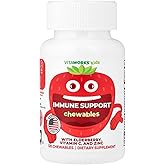 VitaWorks Kids Elderberry With Zinc and Vitamin C - Immune Support Supplement Chewable Tablets - Tasty Natural Mixed Berry Flavor - Vegan, Vegetarian, Gluten Free, Non-GMO, for Children, 120 Chewables