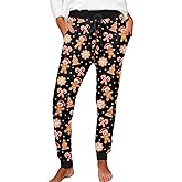 Deerose Women Thanksgiving Day Pajama Pants Elastic Waist Christmas PJ Pants with Pockets