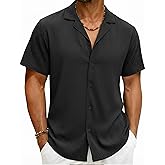 EKLENTSON Men's Cuban Guayabera Shirt Breathable Summer Beach Shirts Button Down Regular Fit Casual Beach Tropical Shirt