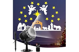 Meonum Christmas Nativity Scene Projector Lights Outdoor, 2025 Upgrade Waterproof Nativity Silhouette Light Power Supply with Remote Control Scene onto Outdoor Indoor Wall Windows Garage Doors