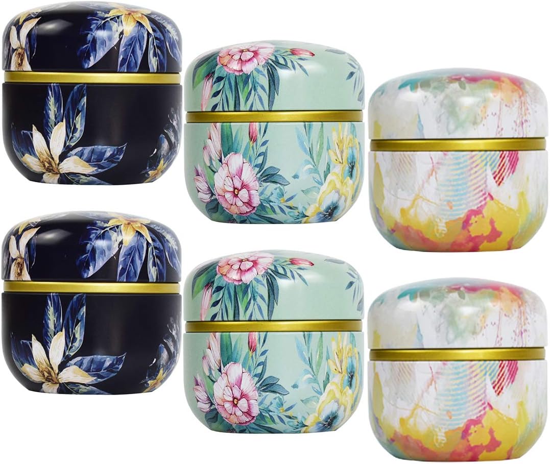 Tosnail 6 Pack Mini Tea Storage Containers Tea Tins Coffee Tins Food Storage Container for Tea, Coffee, Herb, Candy, Chocolate, Sugar, Spices, Candle