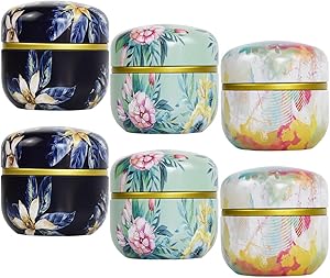 Tosnail 6 Pack Mini Tea Storage Containers Tea Tins Coffee Tins Food Storage Container for Tea, Coffee, Herb, Candy, Chocolate, Sugar, Spices, Candle