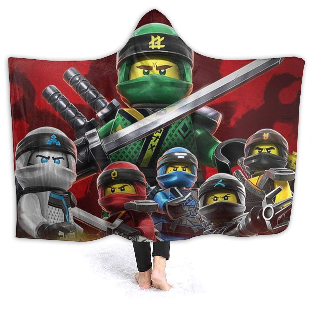 Others Wearable Ninja_go Hooded Blanket Cozy Throw Sherpa Blankets with Hood Home Sofa Winter 60"x50"