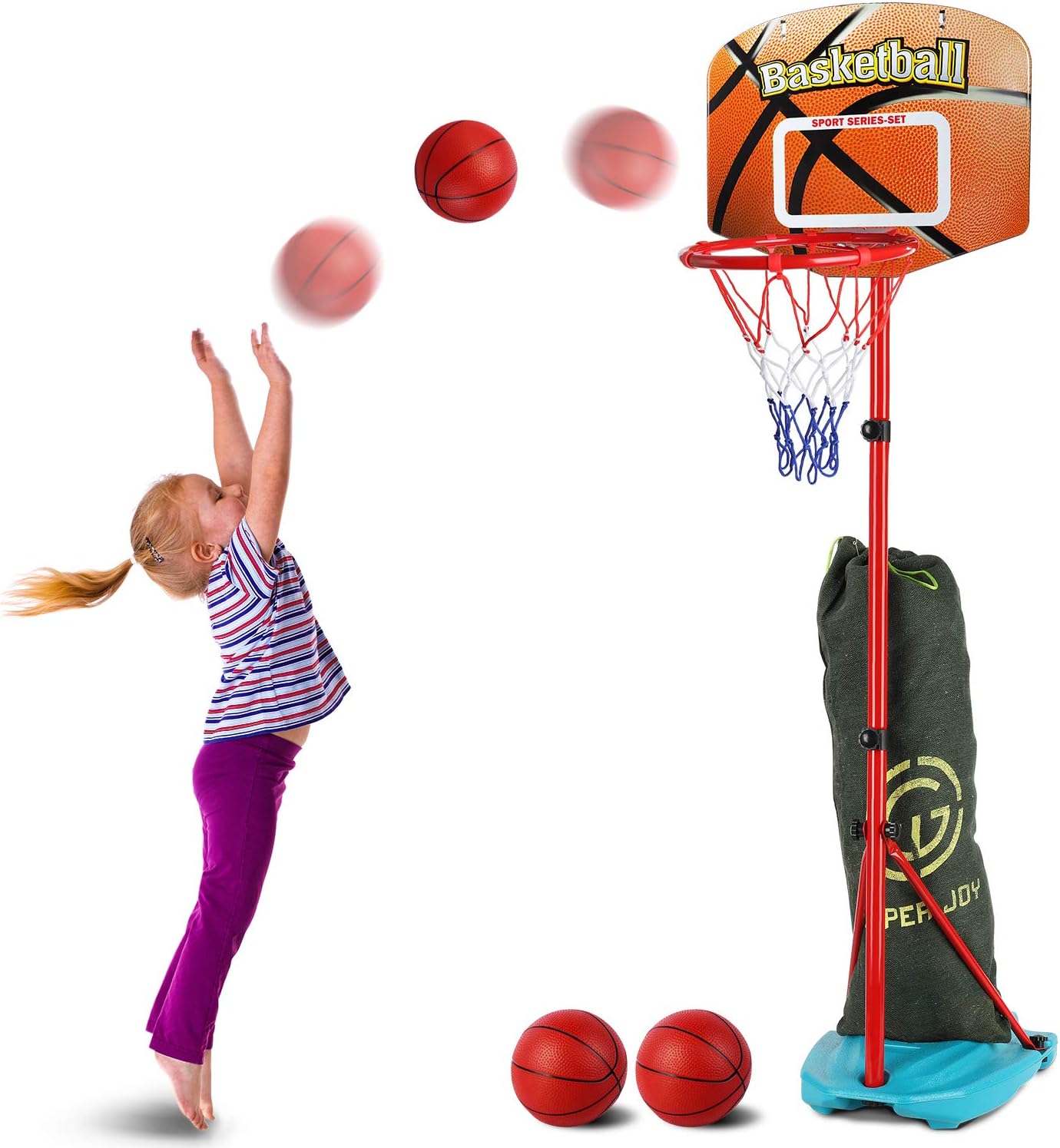 AOKESI Basketball Hoop for Toddler and Kids Set, Adjustable Height from 2.7 to 6.3 feet, Indoor Basketball Toys Products for Baby Boys Girls Outdoor Sports Play for Age 2 3 4 5 Years Old: Toys & Games