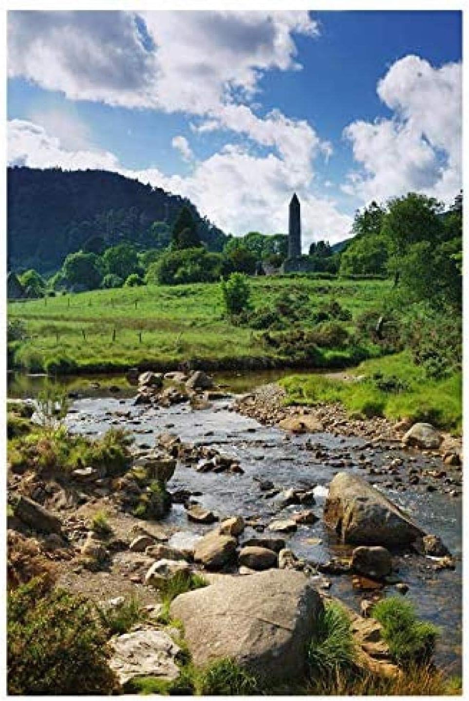 VGSD® Wooden Jigsaw Puzzle 1000 Pieces, Glendalough Creek With The Old Monastic Classic Adult Puzzle Toy