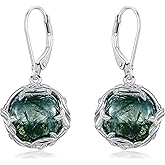 HPQQ Filigree Teardrop Earrings 925 Sterling Silver Gemstone Leverback Earrings Jewelry Gifts for Women
