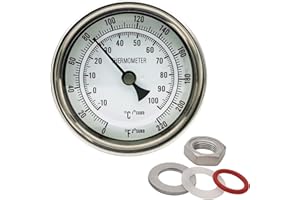 Home Brewing Distilling Dial Thermometer for Brew Kettle Pot, 3.2" Dial, Stainless Steel - 2.5" Probe Stem