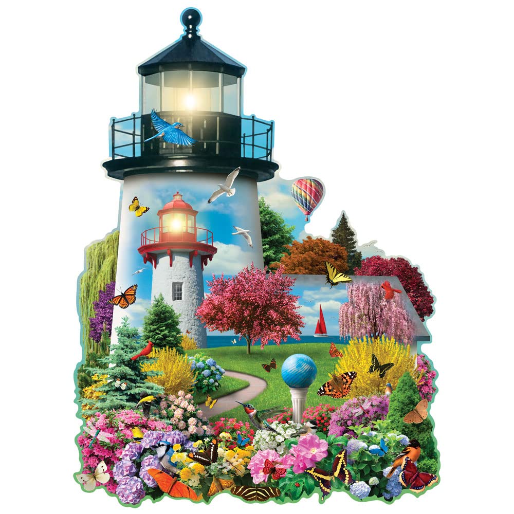 Bits and Pieces - 750 Shaped Piece Jigsaw Puzzle for Adults - Lighthouse Garden - 750 Shaped Jigsaw by Artist Alan Giana