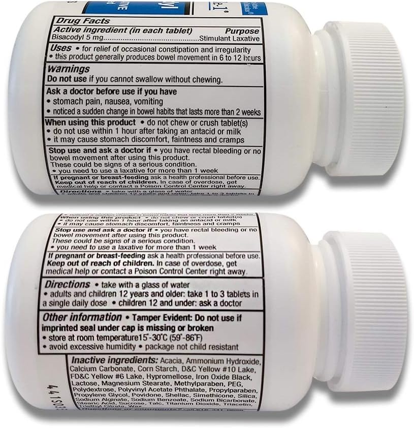 Reliable-1 Laboratories Biscodyl Stimulant Laxative (5 mg) (2 Pack): Health & Personal Care