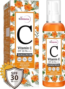 StBotanica Vitamin C SPF 30 PA+++ Sunscreen Mineral Based & Water Resistant,120ml - UVA & UVB Protection