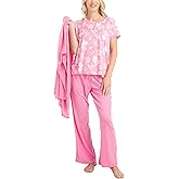 MUK LUKS 3 Piece Women's Pajamas - Anything Sleep and Lounge Set, Matching Long Sleeve Cardigan, Conjunto de Pijama