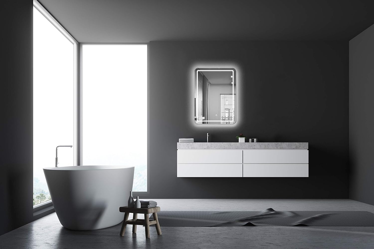 Talos bathroom mirror with lighting Cultura - bathroom mirror in 60 x 80 cm - bathroom mirror LED with surrounding ambient light - Image 3