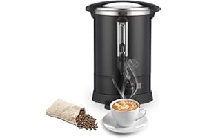 SunnyFurn Coffee Maker, 12L/3.2 Gal Commercial Urn - 80 Cups, Double Stainless Steel, Electric Dispenser With Percolator & 2-Way Spigot, for Wedding/Party/Catering/Office/Church (Black)