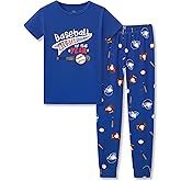 Tebbis Little Boys Pajamas - Soft Snug-fit PJs Tee & Pants Sleepwear Set Baseball Toddler Jammies Size 4T-14