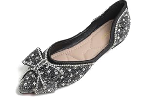 QXCGDYXT Flats Shoes Women Rhinestone Wedding Flats Comfort Pointed Toe Ballet Flat Shoe Low Heel Dress Shoes Sparkly Flats for Women