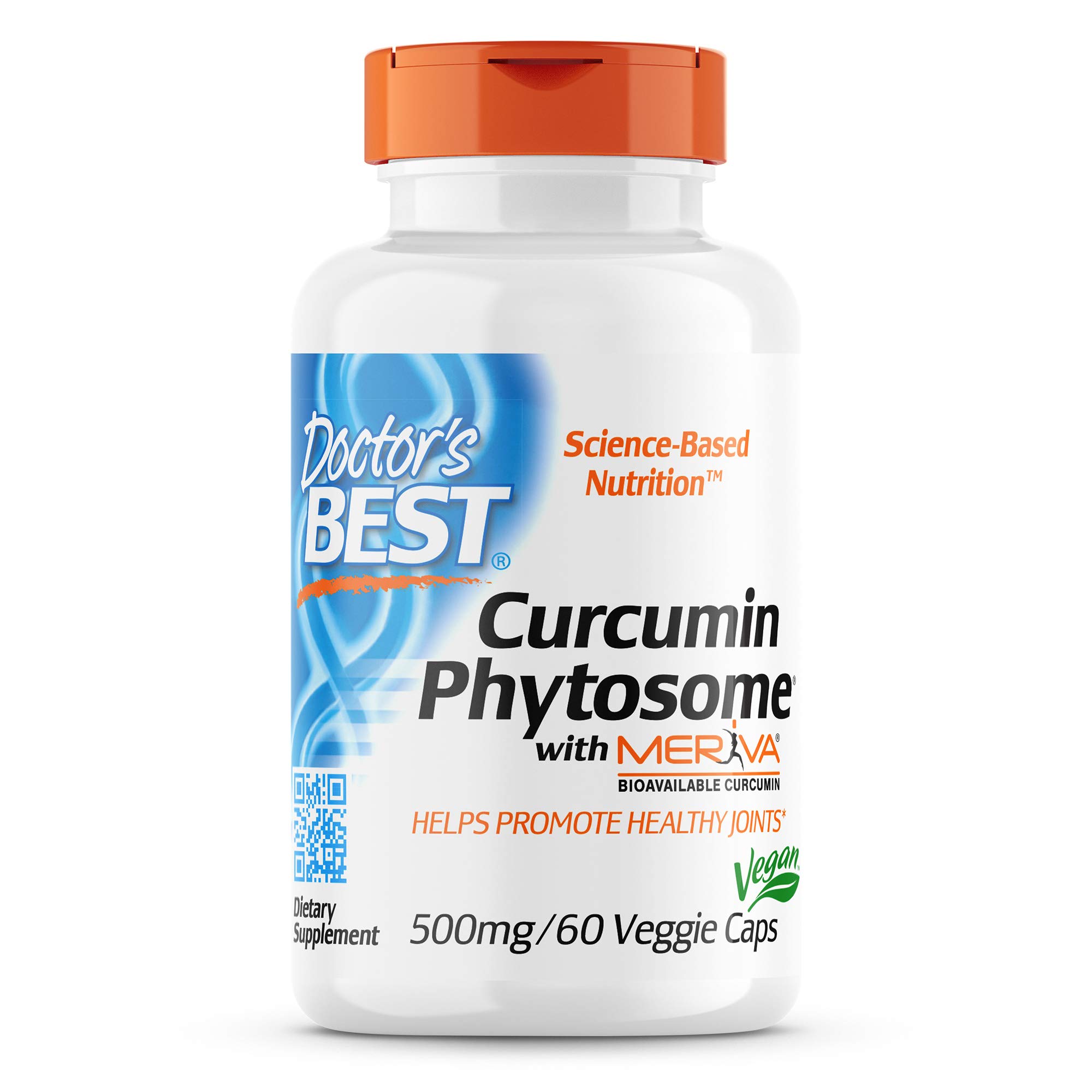 Doctor's Best Curcumin Phytosome with Meriva, Non-GMO, Vegan, Gluten Free, Soy Free, Joint Support, 500 mg 60 Veggie Caps