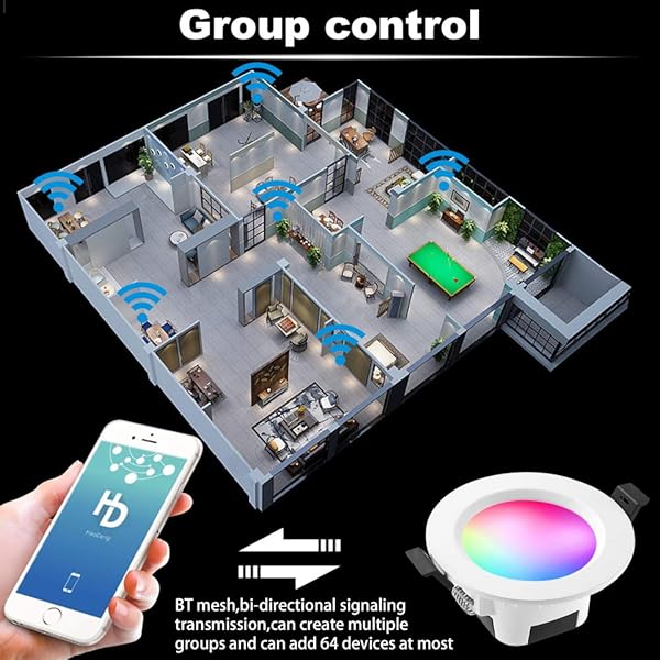 10 focos LED empotrables con WiFi Bluetooth 9 W 230 V RGBWC empotrables 16 millones de colores con mando a distancia Smart Bridge compatible con Alexa Google Home