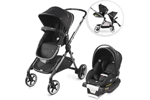 Evenflo 53112310 Gold Pivot Xpand Smart Modular Stroller and Car Seat Travel System with SensorSafe Technology and Large Cruiser Tires, Onyx Black