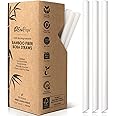EcoPreps Biodegradable Jumbo Smoothie Straws, Bamboo Fiber Boba Straws - 50 PCS, Extra Wide, 100% Compostable, Plastic-Free, Eco-Friendly Large Wide-Mouthed Straw - 8.3'' Long Bamboo Disposable Straw