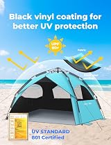 Glymnis Large Pop Up Beach Tent 4-6 Persons Instant Sun Shelter UV Protection view 2