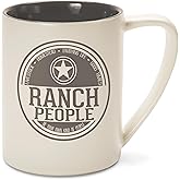 Pavilion Gift Company Gray & Cream 18 oz Coffee Mug Ranch People, Gray