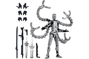 PKGHOKIDS Already Assembled T13 Action Figure Accessories,T13 Multi-Jointed Movable,for Collectors Desktop Decorations t-13 Movability 3D Printed Toys (Gray)