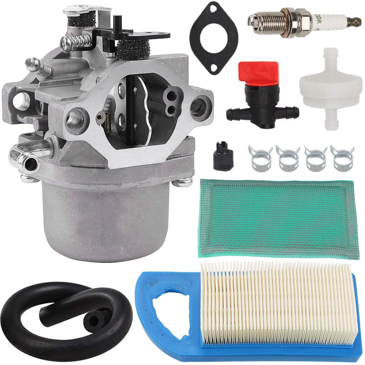 ZAMDOE 590399 Carburetor Kit for Briggs & Stratton 21A902 21A977 21A907 21A877 21B902 21B907 21D807 Engine, with 794421 698413 697152 Air Filter Gasket Fuel Line Spark Plug Fuel Filter