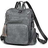 GAEKEAO Backpack Purse for Women Fashion Designer Ladies Shoulder Satchel Bags PU Leather Travel Handbags for College Work Grey
