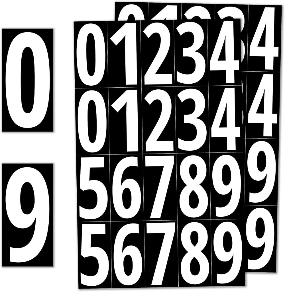 TownStix 75mm Vinyl Sticky Numbers Stick on Door Numbers 200 PCS White