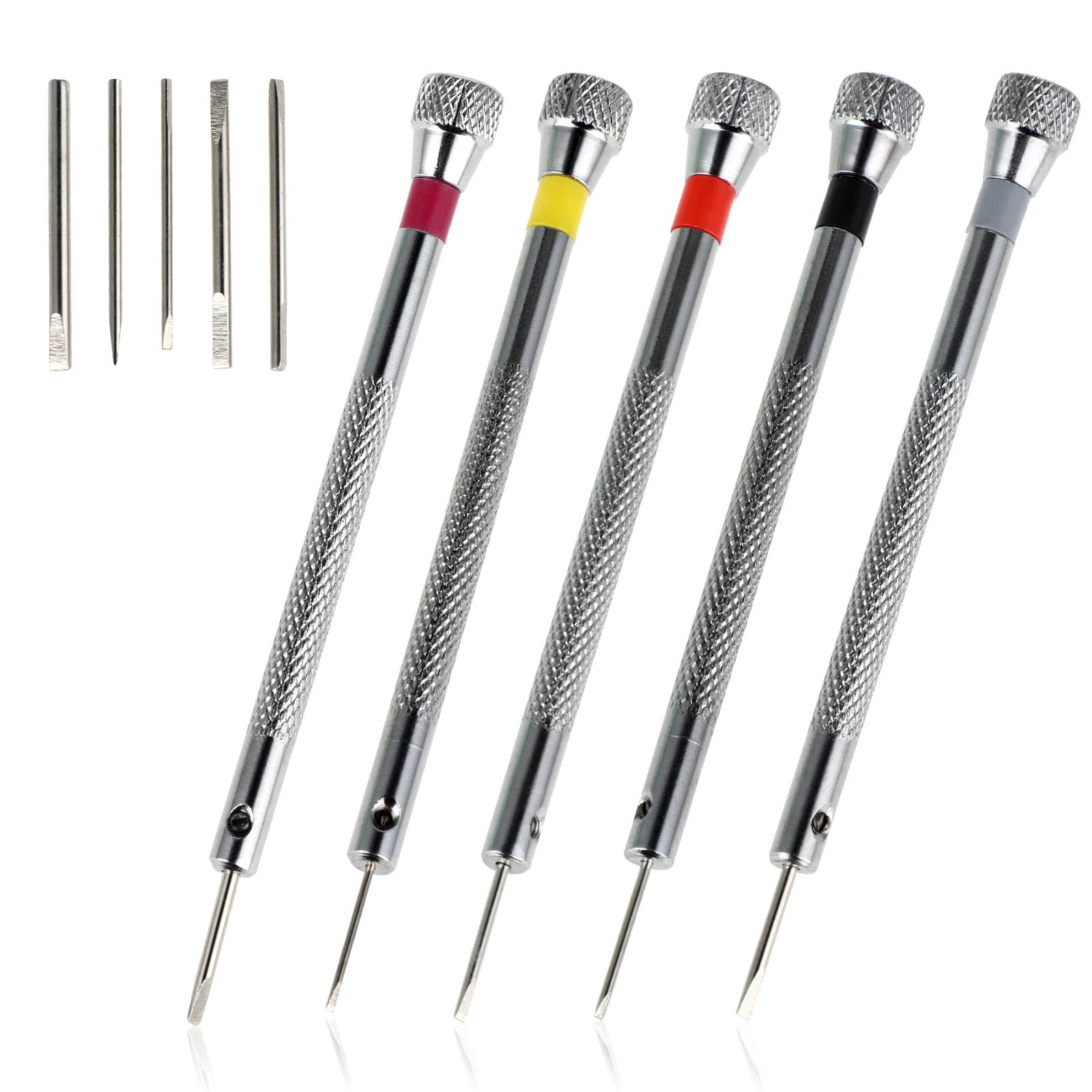 Yolev 5 Pcs Precision Screwdriver Set Watchmakers Screwdrivers Reversible Blade Screwdriver for Jewelry Work Tools for Watch Eyeglasses Jewelry Repair