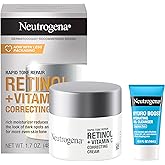 Neutrogena Rapid Tone Repair Retinol + Vitamin C Face Moisturizer, Dark Spot Corrector, Anti-Aging Face Cream for Even Tone 1.7 oz + Trial Size Hydro Boost Facial Cleanser, 0.5 fl. oz