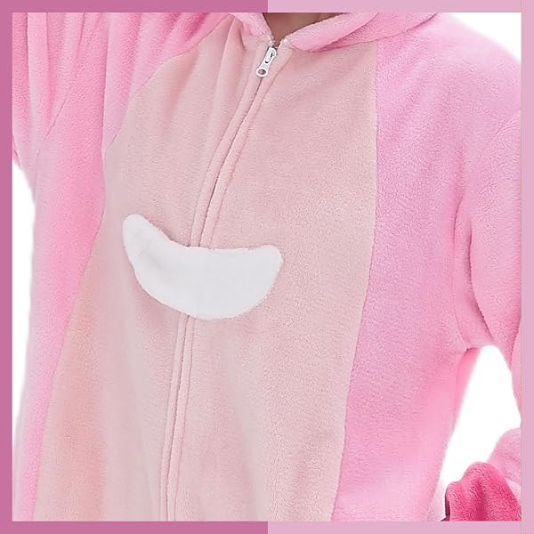GONAAP UNISEX ADULT PINK ONESIE PAJAMAS ANIMAL ONE PIECE HALLOWEEN COSTUME COSPLAY SLEEPWEAR (PINK, LARGE)