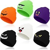 Newcotte 6 Pcs Halloween Beanie Cap Scary Skull Halloween Hat | Ghost Slouchy Beanie Scary Halloween Knitted Hat for Men Women Gift