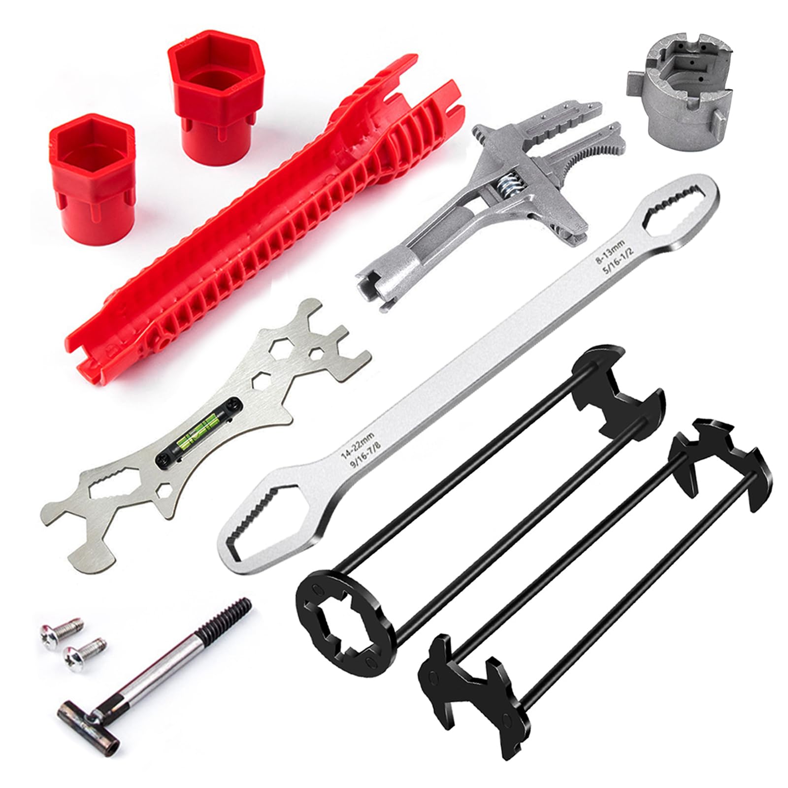 Photo 1 of TUOSHUNGE 6PCS Basin Wrench Set, 8 in 1 Sink Bathroom Faucet Spanner, Adjustable Wrench Wide Jaw Short Shank 10-70mm, Universal Plumbing Tools for Washbasin, Tube, Nut Removal Installation