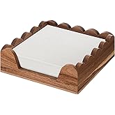 AceOrbit Scalloped Guest Napkin Holder Wooden Guest Towel Holder Tray for Bathroom Disposable Hand Towel Tray for Kitchen Weddings Hotels (Square)
