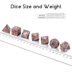 DNDND Metal Dice, 7 PCS Heavy Solid Metallic Flower
