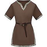 Eymitory Emitory Boys Medieval Knight Costume Kids Tunic Renaissance V Neck Shirt Viking Vintage Warrior Halloween Tops