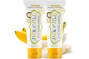 Jack N' Jill Natural Toothpaste for Baby and Infants - Fluoride Free Training Toothpaste, 40% Xylitol, BPA Free - Banana, 1.76 oz (Pack of 2)
