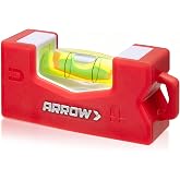 ARROW 3-Inch Small Level, Magnetic Mini Level with Side &amp; Bottom Magnets | 0&deg; High-Visibility Magnified Bubble Vial, ABS Hosing, Hanging Hole, for Small-Scale Tasks